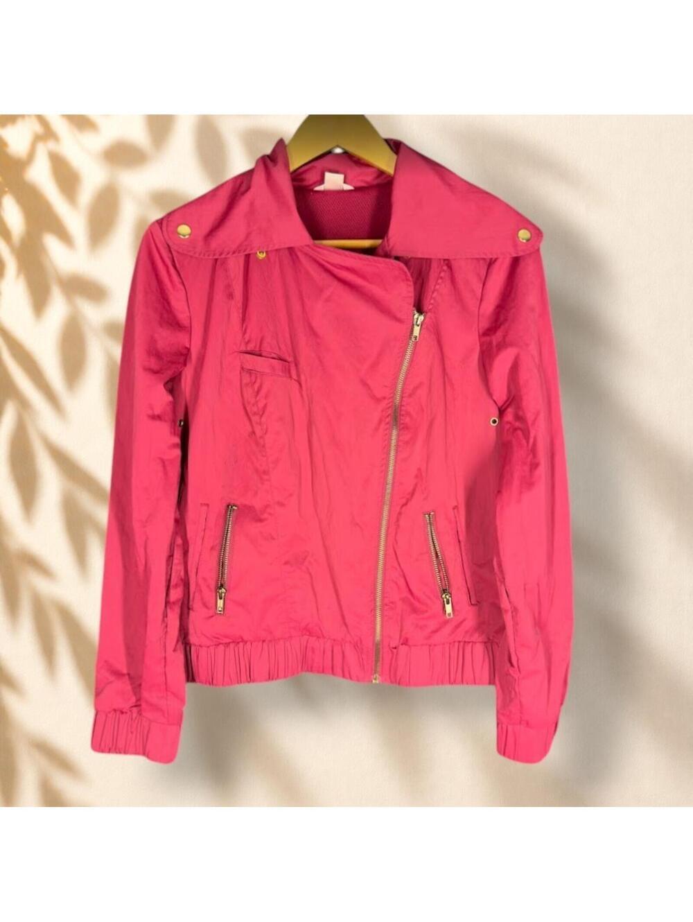 Christopher & Banks Jacket Women M Medium Pink Full Zip Collared Long Sleeve